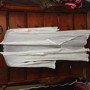 White Net Mesh Swim Coverup OS